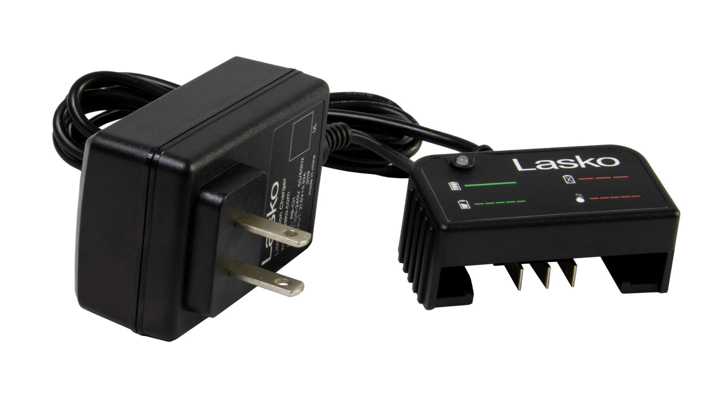 Lasko 17" 5-Speed Portable Battery Fan with 18V Lithium Ion Battery and Adapter, RB200, White