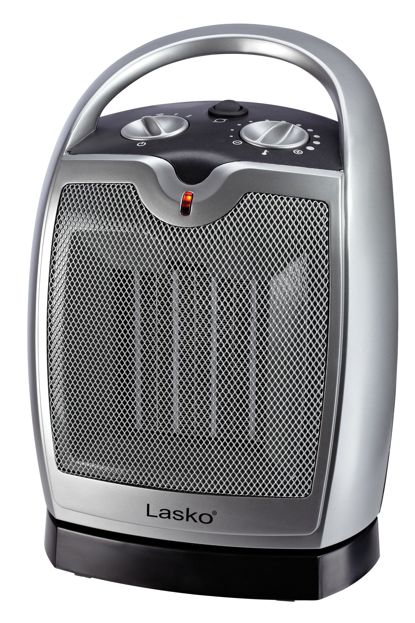 Lasko 1500W Electric Oscillating Ceramic Tabletop Space Heater with Adjustable Thermostat, 5409, Gray