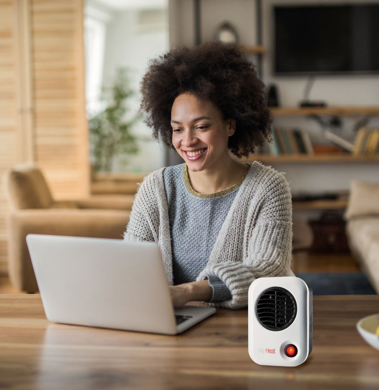 Lasko 200W MyHeat Personal Desk/Tabletop Space Heater with Simple Controls, 101, White