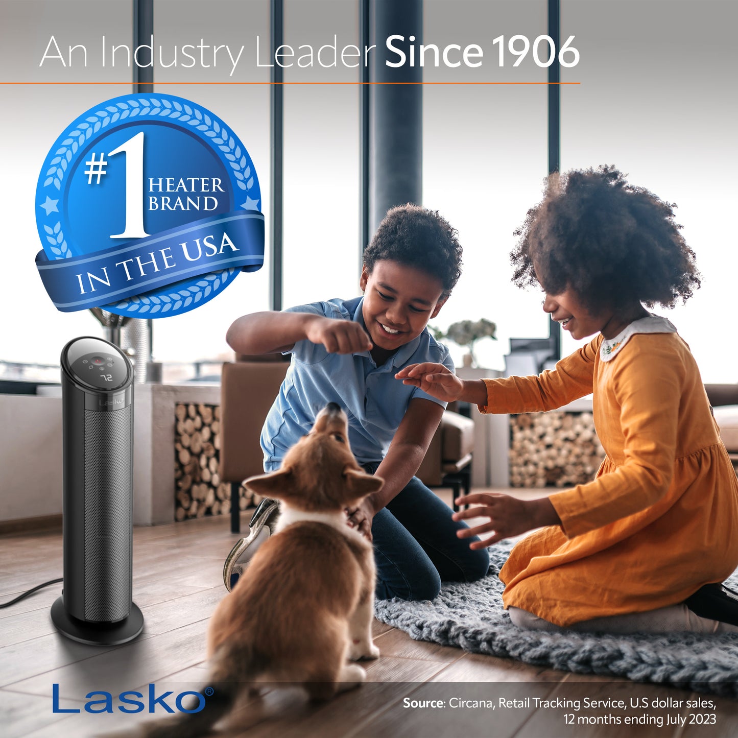 Lasko 22" Ceramic Tower Space Heater with Timer and Remote, CT22495, Black