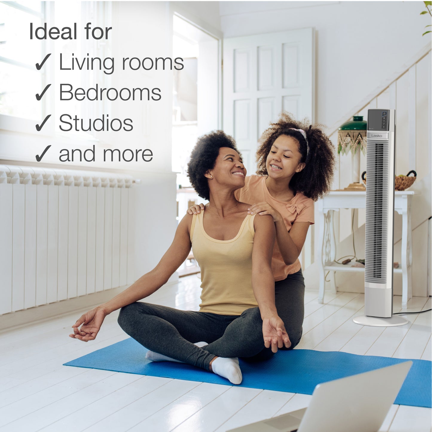 Lasko 48" Xtra Air 4- Speed Tower Fan with Remote Control, T48337, Silver