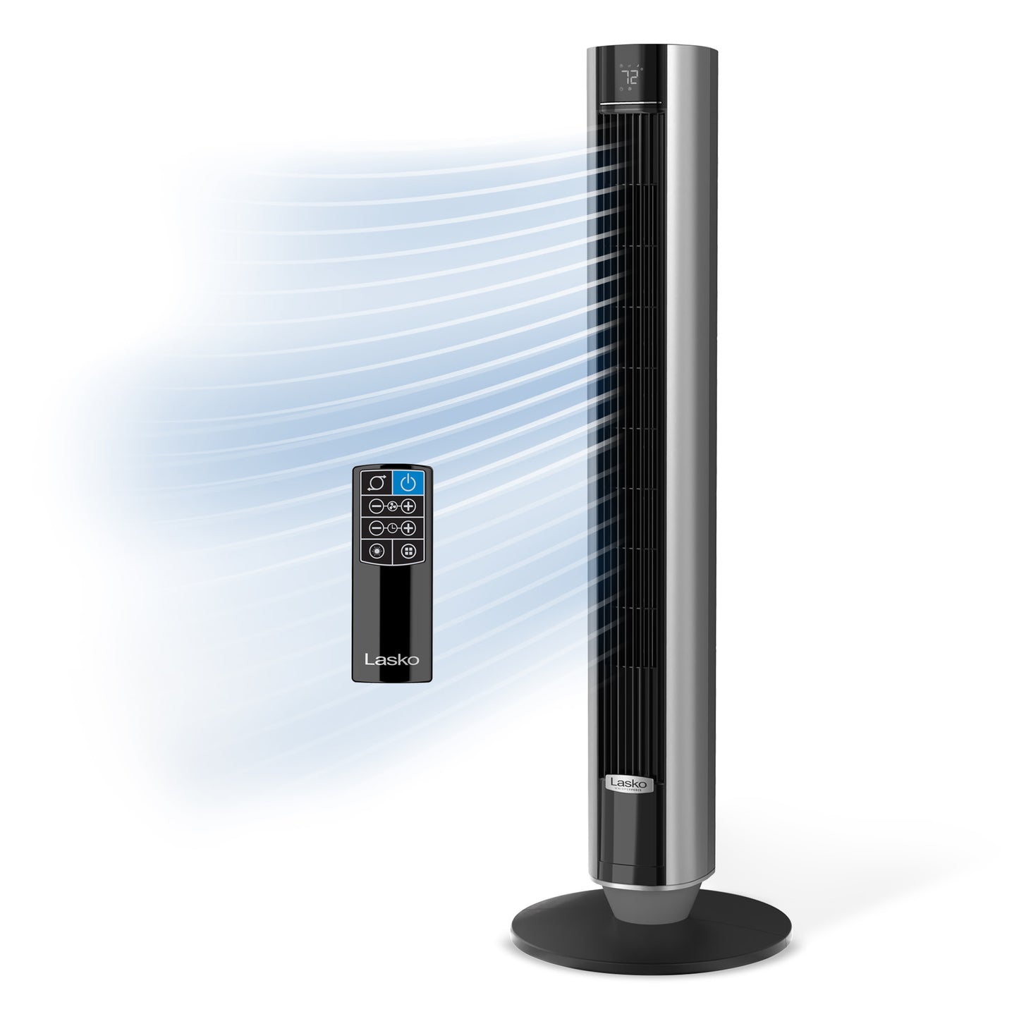 Lasko 40" DC Tower Fan, Oscillating, 12-Speed, Remote, Timer, Black