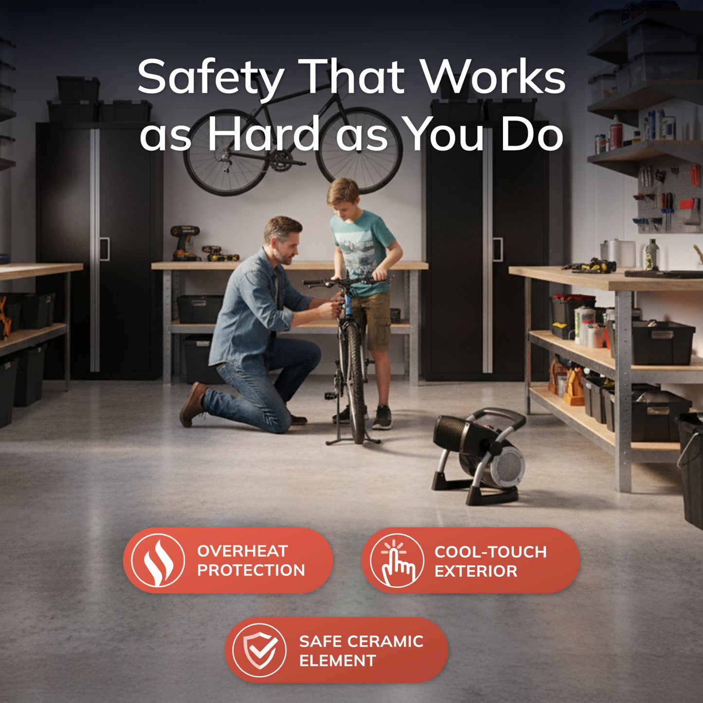 Lasko 1500W Electric Pivoting Utility Ceramic Space Heater with Thermostat, 5919, Black