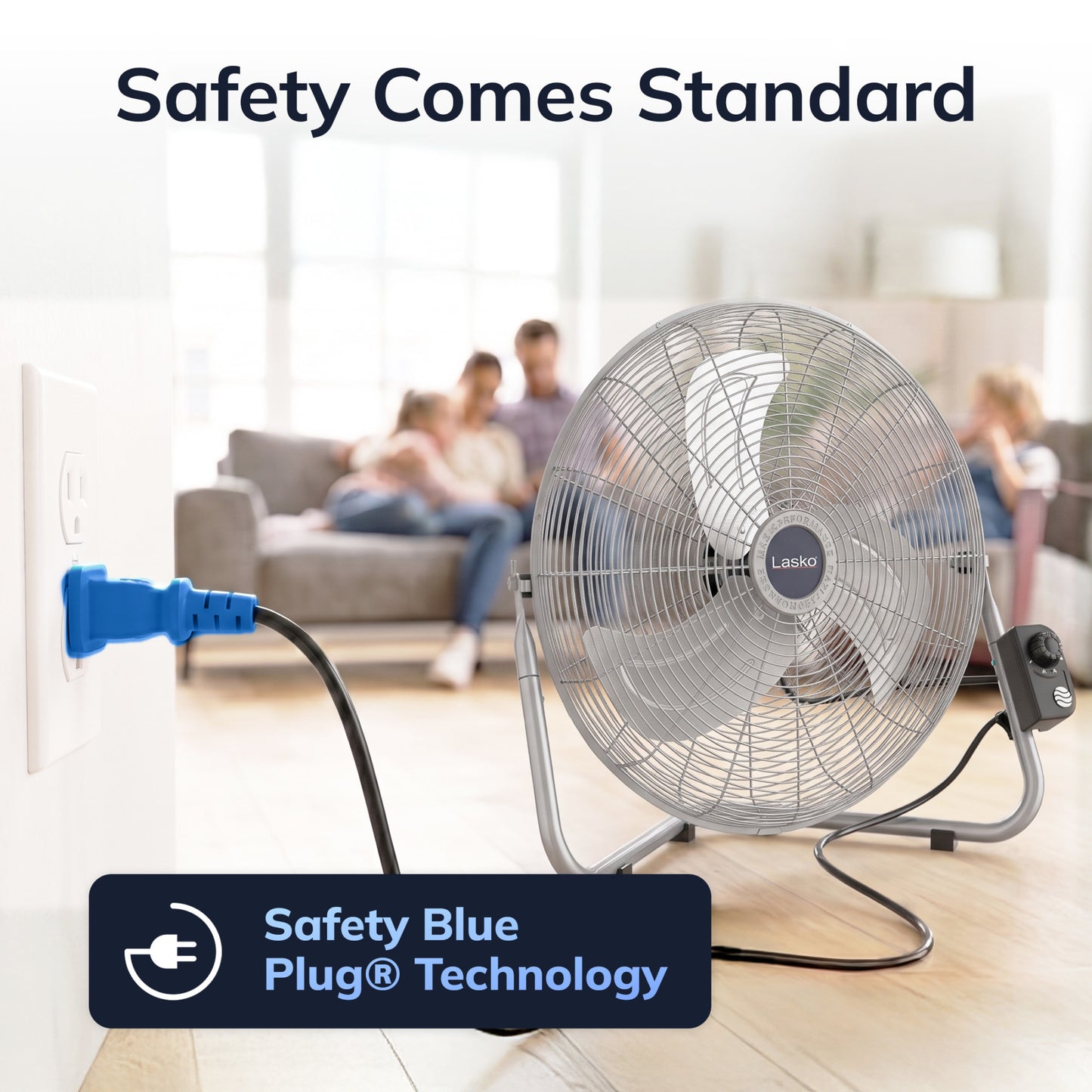 Lasko 20" High Velocity Floor Fan: Wall Mount, 3-Speed, Pivoting, Silver