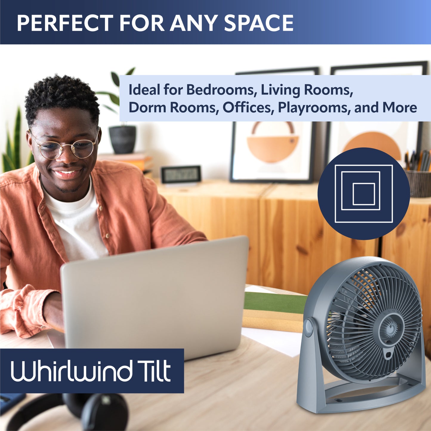 Lasko A12107 Whirlwind Tilt 12" Table Fan with Wall Mount Option: Slate