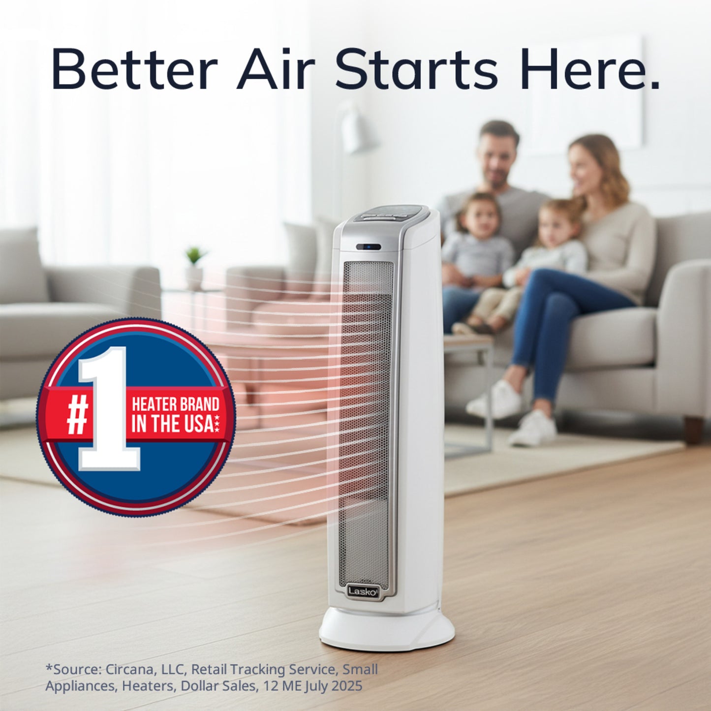 Lasko 1500W Electric Oscillating Ceramic Tower Space Heater, with Timer, 5775, White