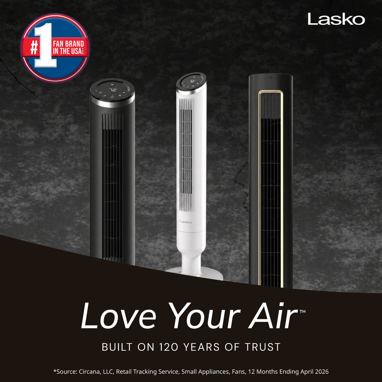 Lasko Apex 42" Tower Fan: Oscillating, 6-Speed, Remote, Timer, White