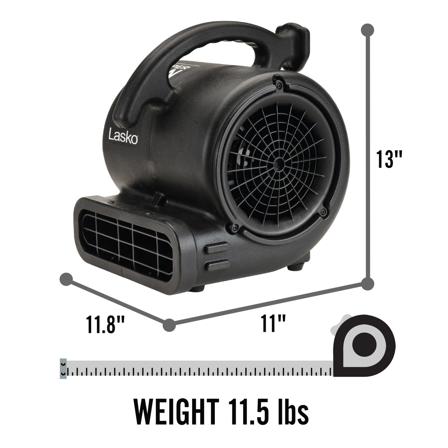 Lasko 3-Speed Super Fan Max Air Mover Floor Fan with Outlets, SF-20-BK, Black
