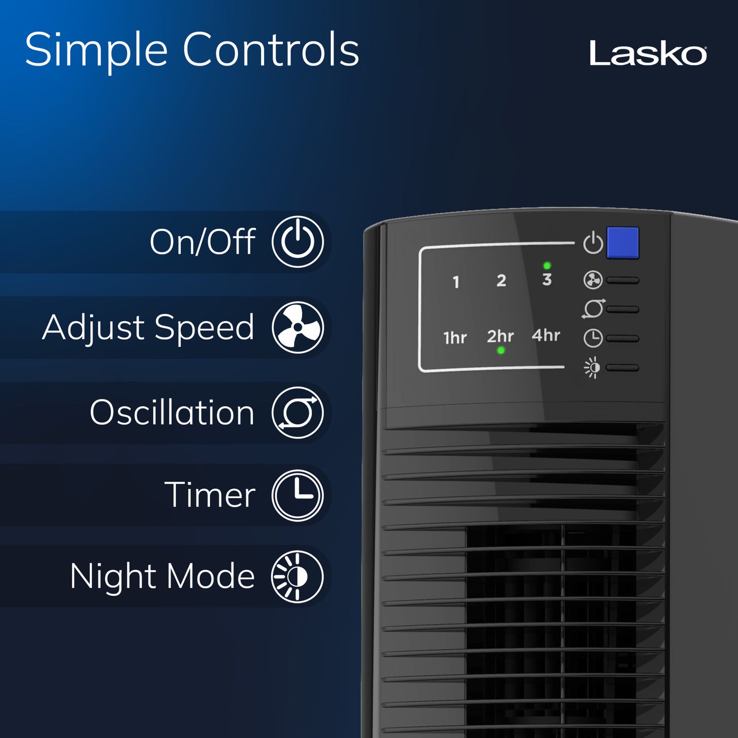 Lasko Wind Tower® Fan with Nighttime Mode and Remote, T36510, Black