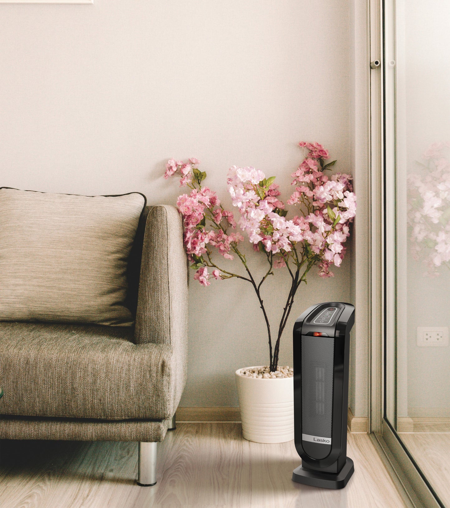 Lasko 22 in. 1500W Ceramic Tower Space Heater with Digital Display and Remote Control, CT22840, Black