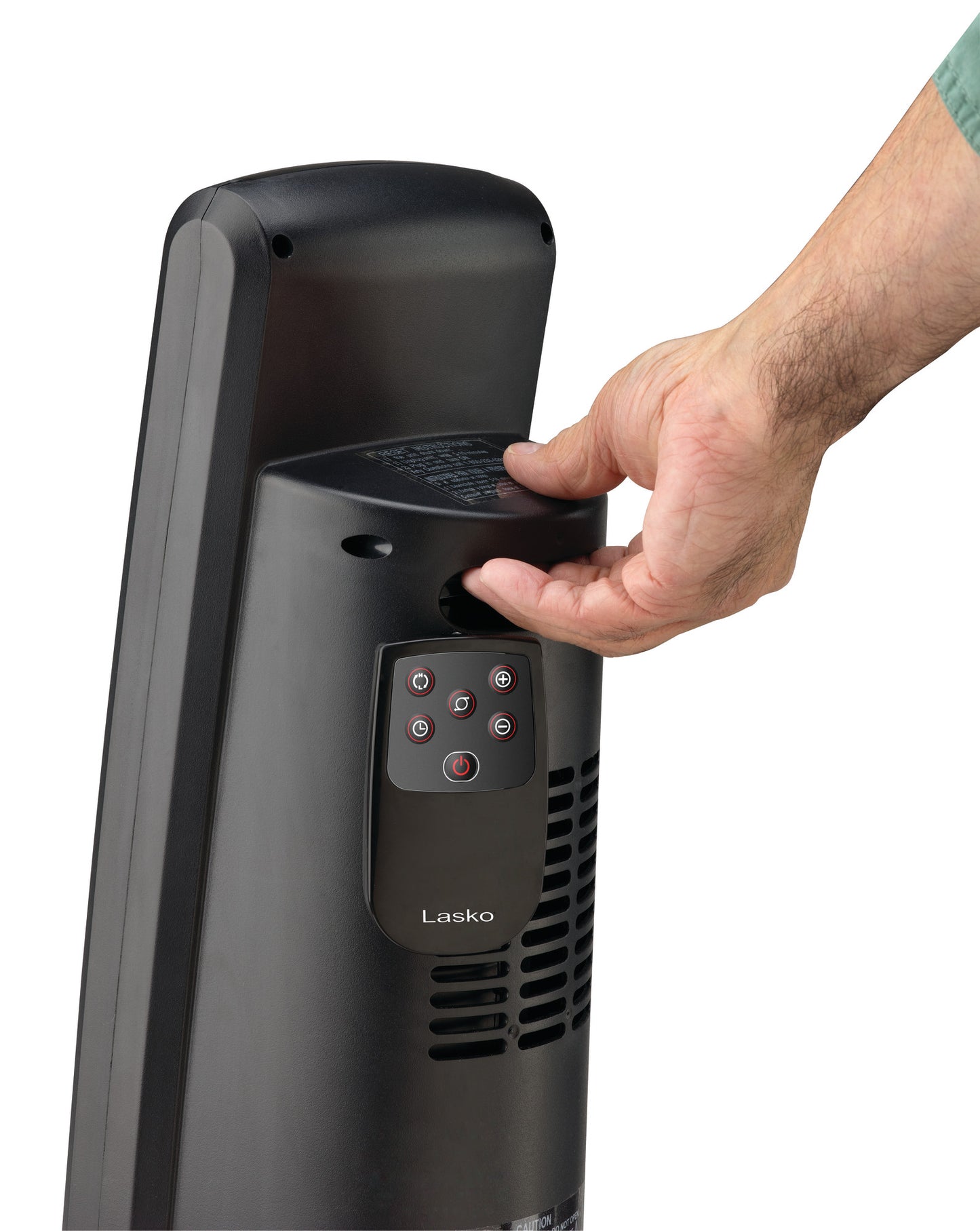 Lasko 1500W Electric Ceramic Tower Space Heater with Remote Control, CT30750, Black
