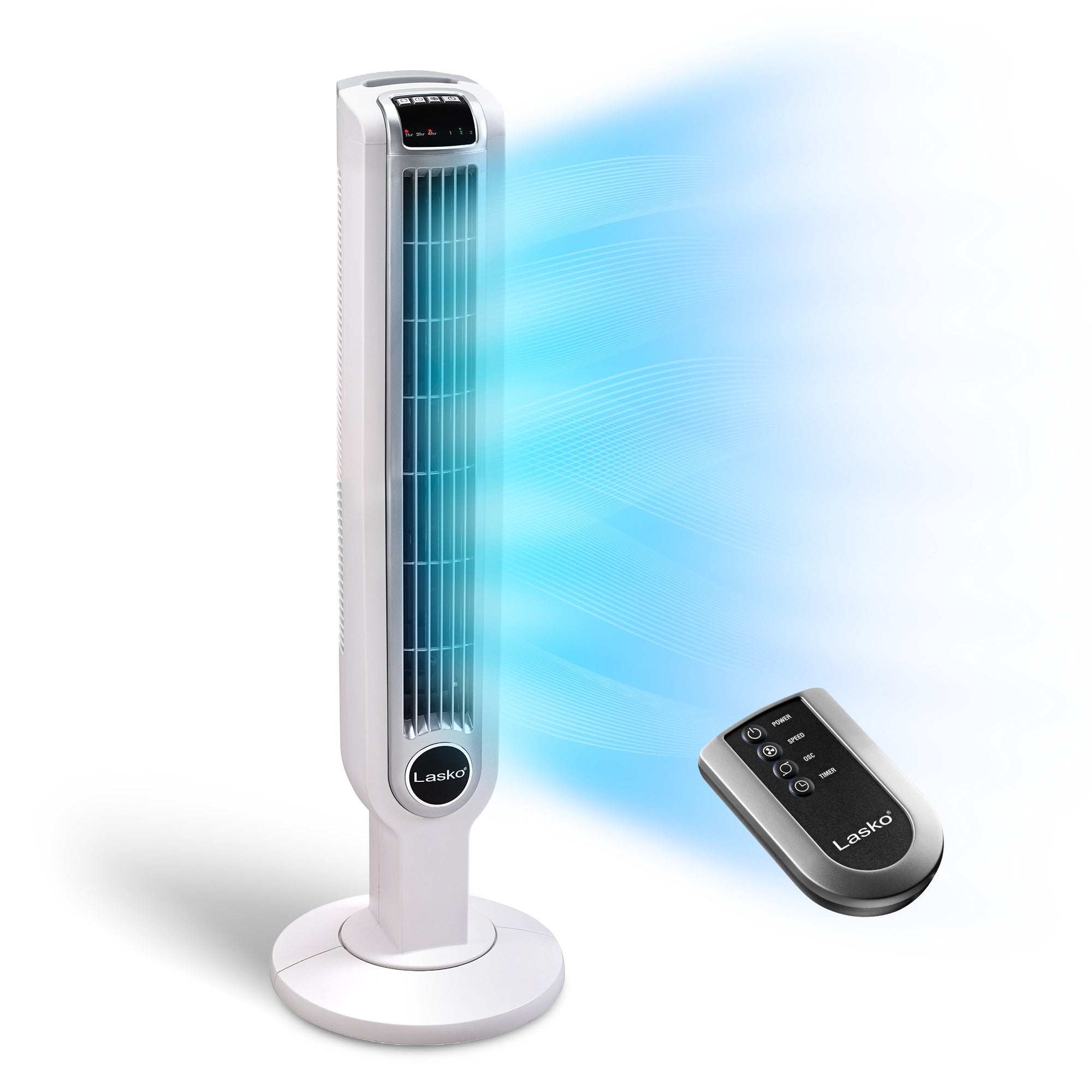 Lasko Portable 3-Speed Oscillating Tower Fan with Timer and
