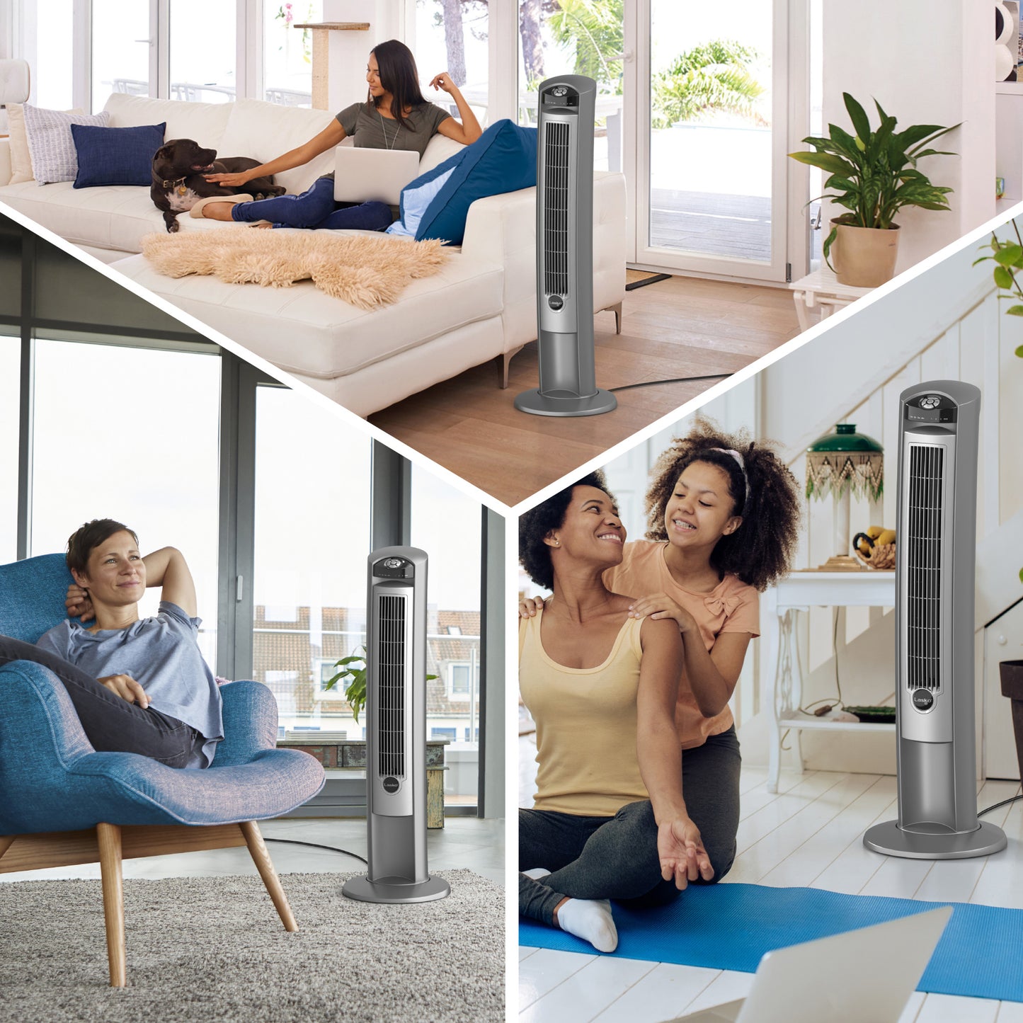 Lasko 42" Wind Curve Tower Fan with Ionizer and Remote, 2551, Silver