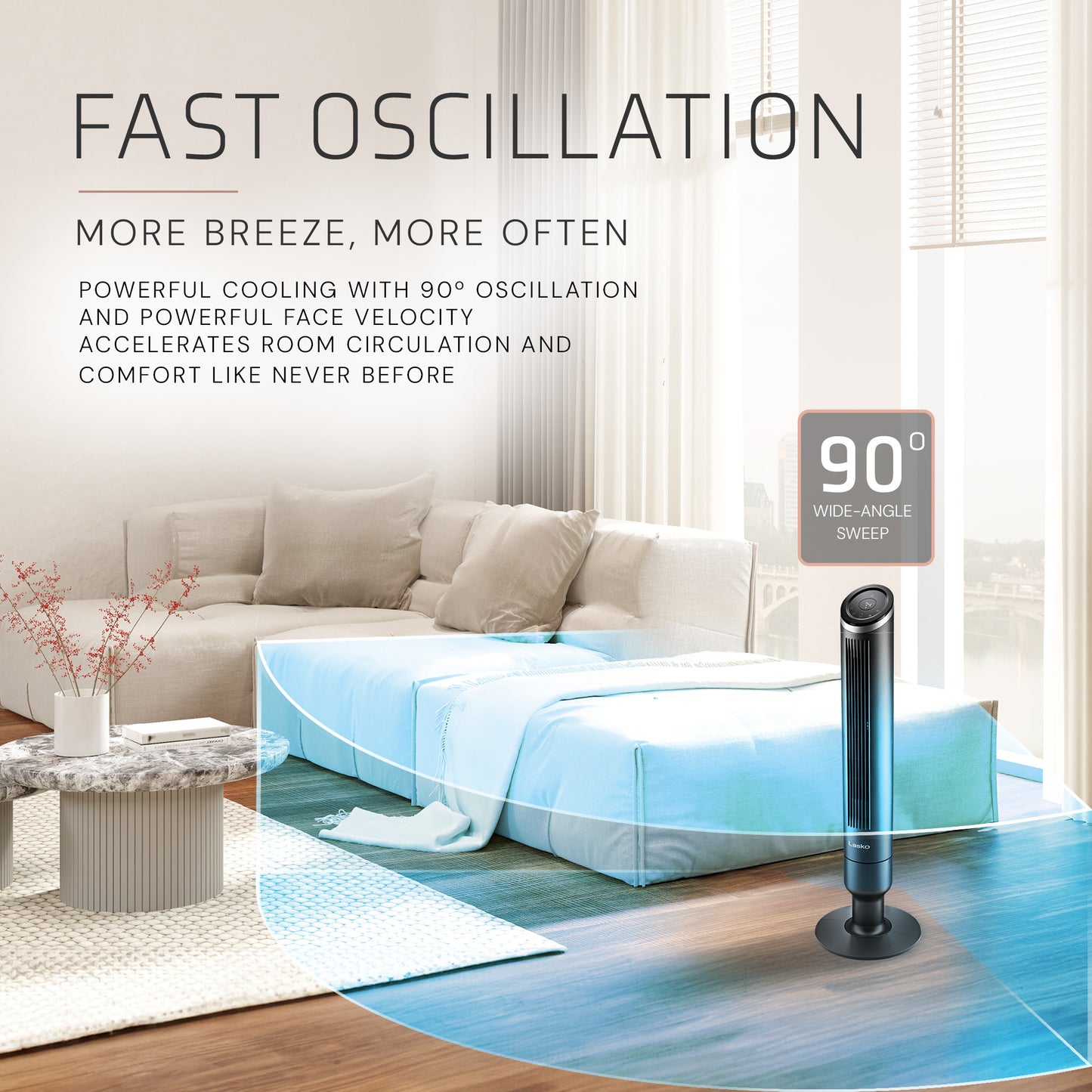 Lasko Summit Apex RST200 42" Oscillating Tower Fan with Remote Control: Black