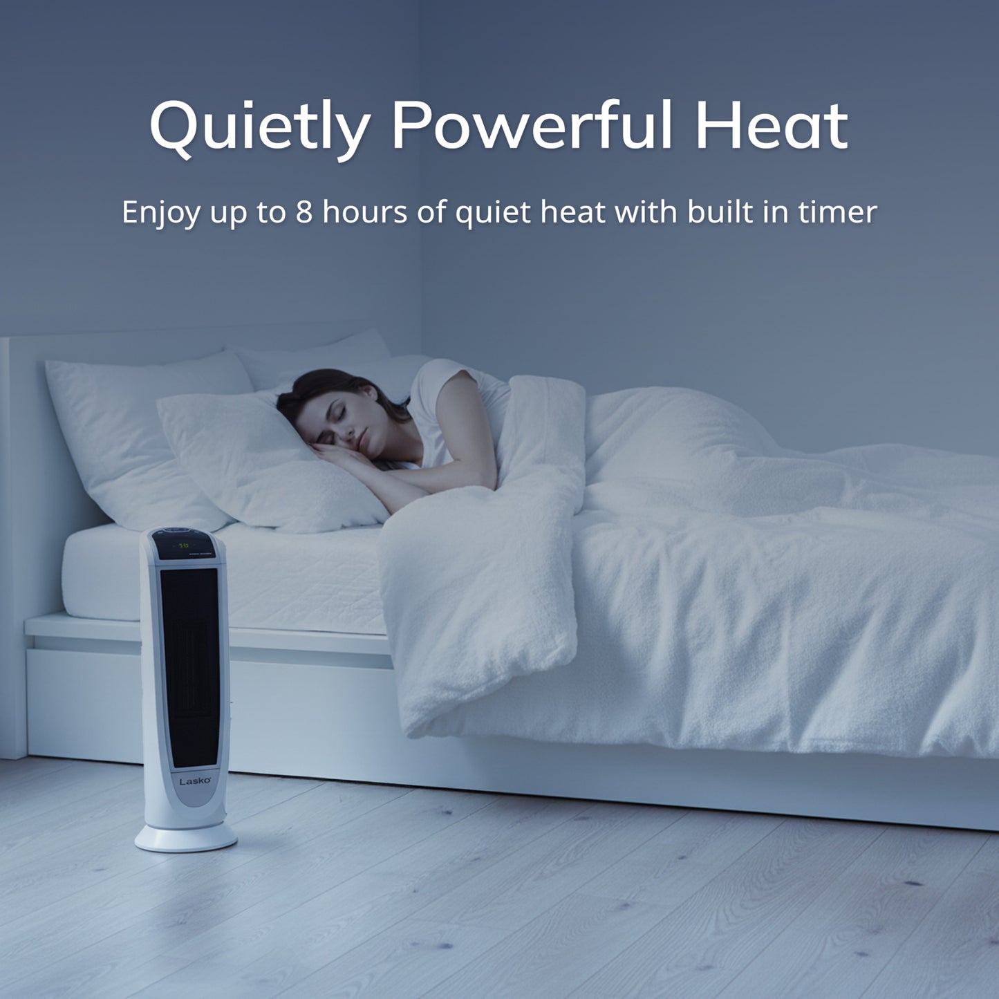 Lasko 1500W Digital Ceramic Tower Space Heater with Remote, 5165, White