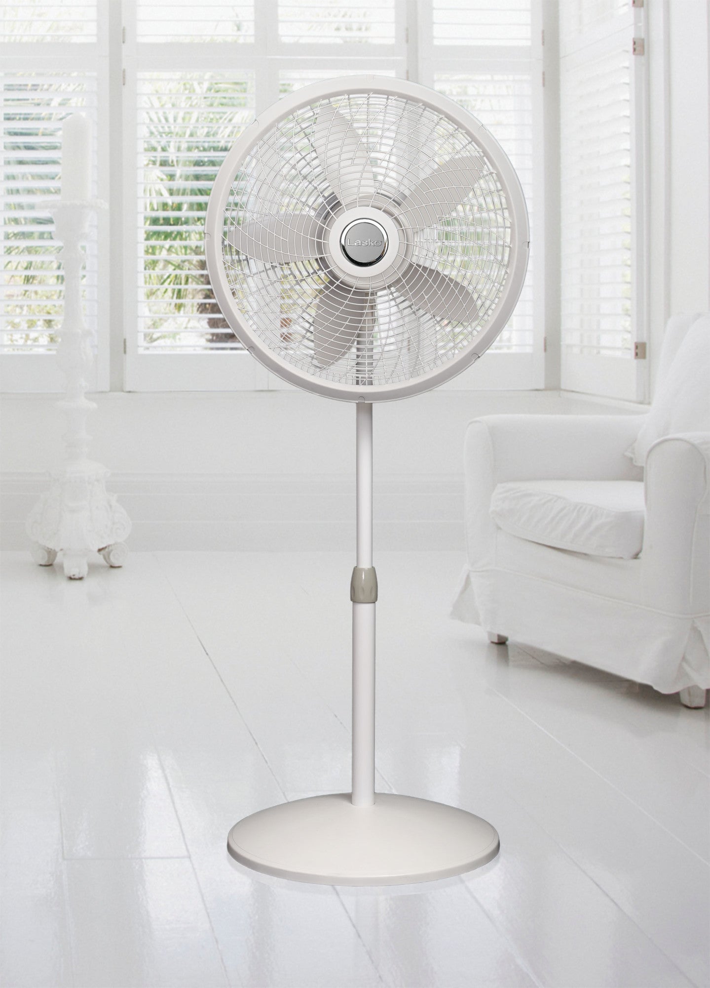 Lasko 18" Cyclone® 3-Speed Adjustable Pedestal Fan, 1825, White