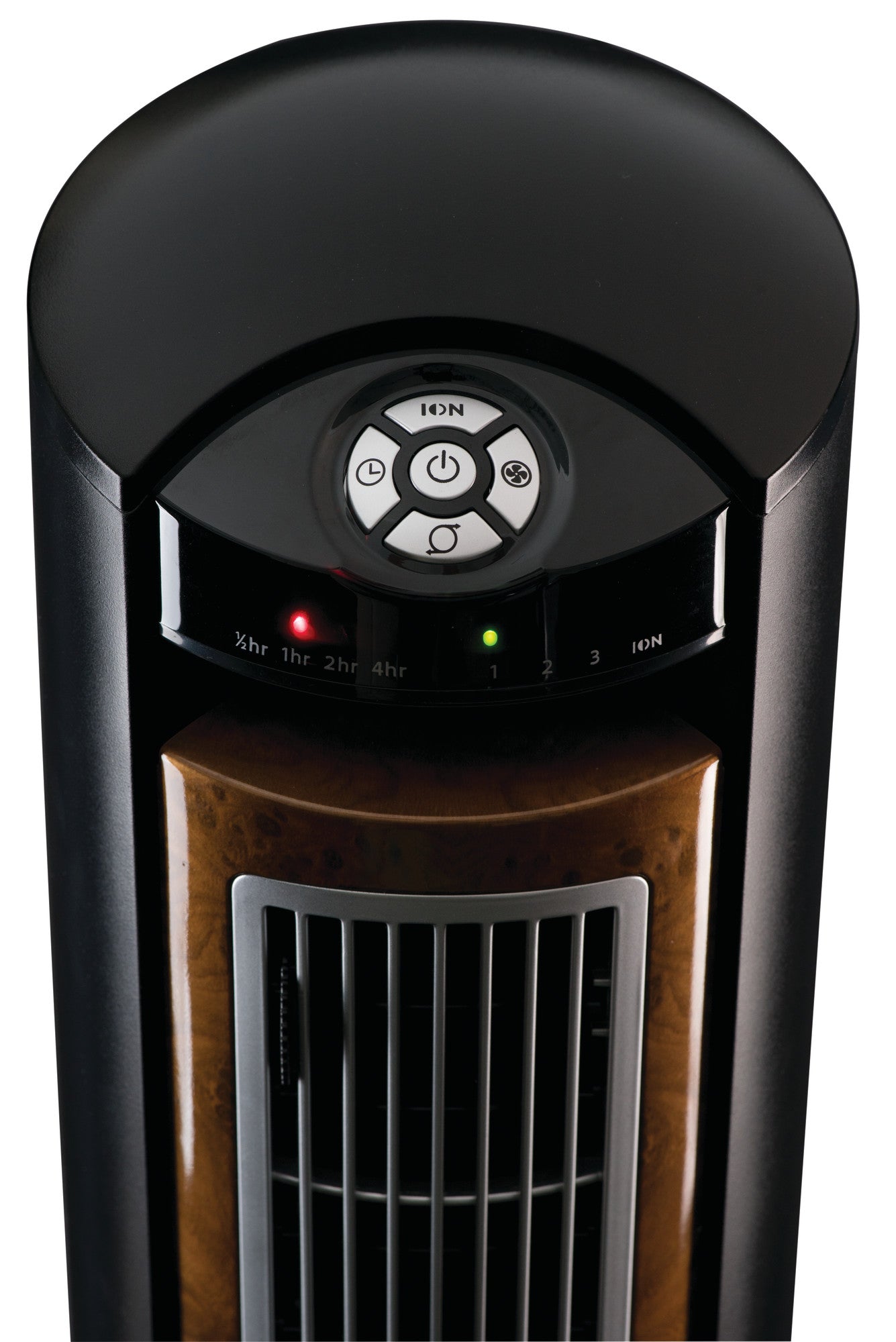 Lasko 42" Wind Curve 3-Speed Tower Fan with Fresh Air Ionizer and Remote, T42950, Black/Woodgrain