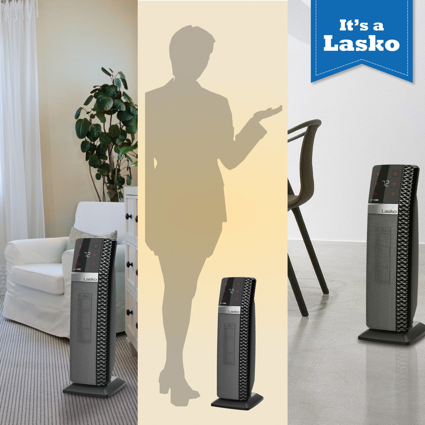 Lasko Elite Collection 1500W Ceramic Tower Space Heater with Tip-Over Switch, CT22445