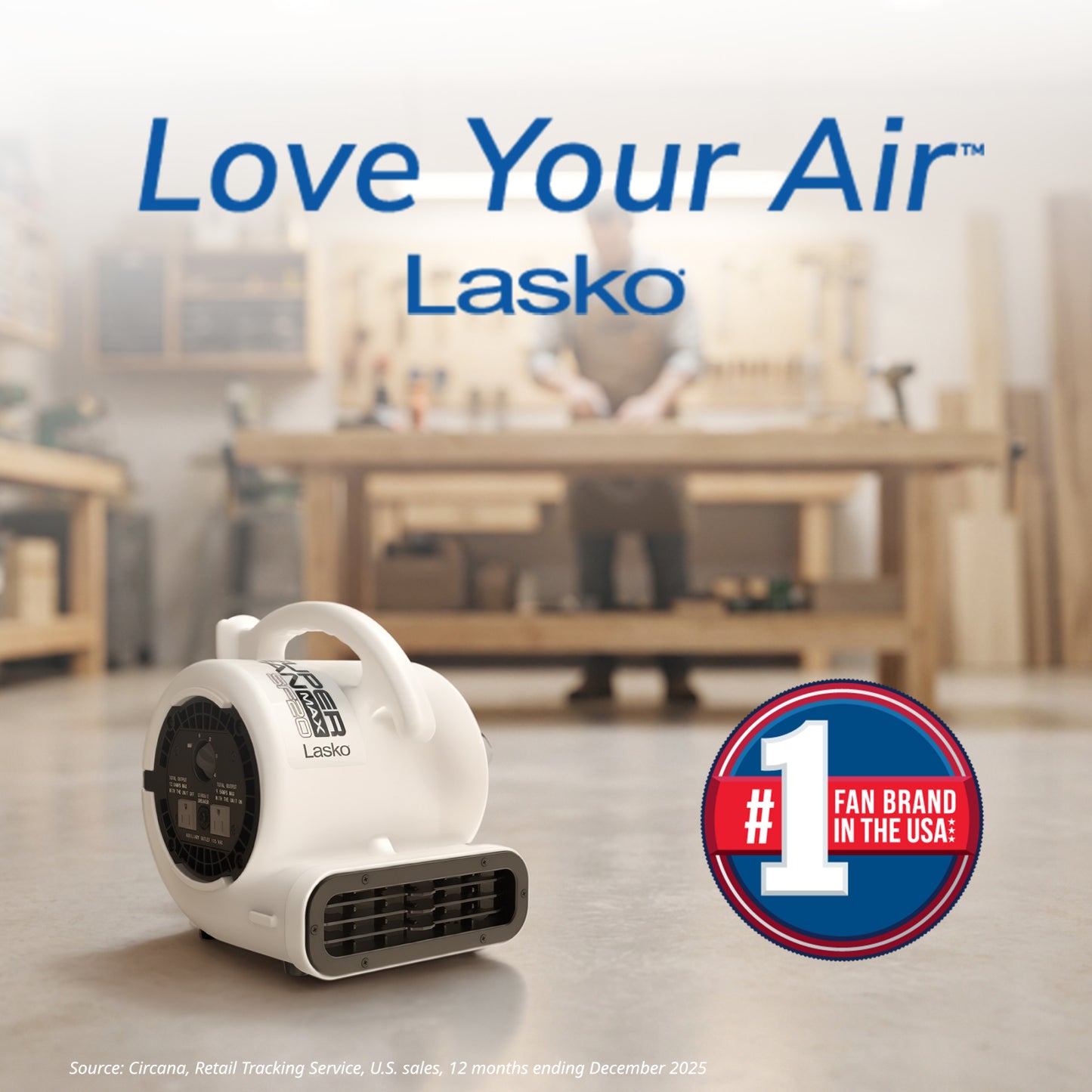 Lasko Super Fan Max 13" Air Mover Fan: 4-Speed, High Velocity, 2 Outlets, White