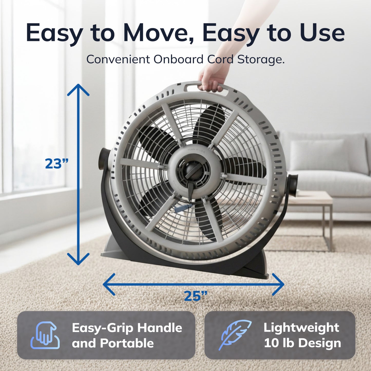 Lasko Wind Machine® A20304 20" Pivoting 3-Speed Air Circulator Fan: Gray