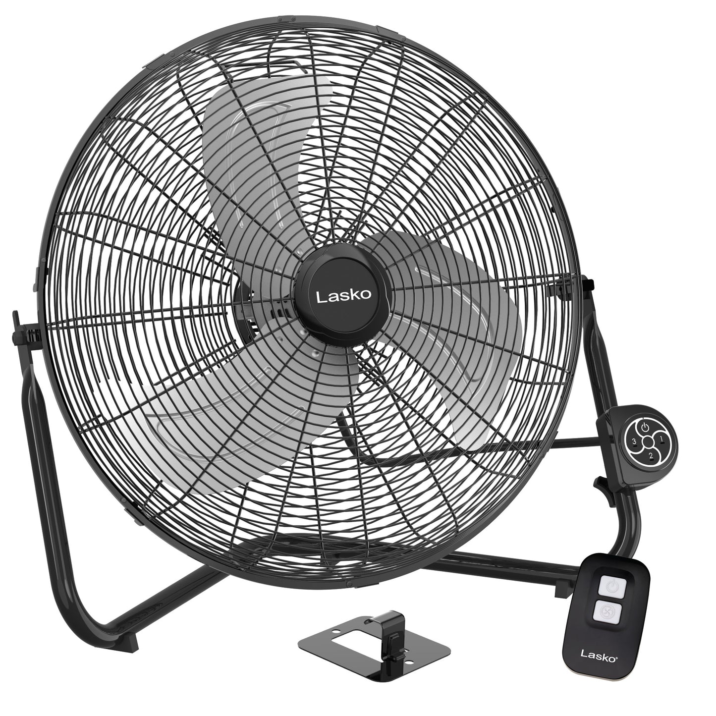 Lasko 20" High Velocity Commercial Floor or Wallmount fan with Remote Control, H20660, Black