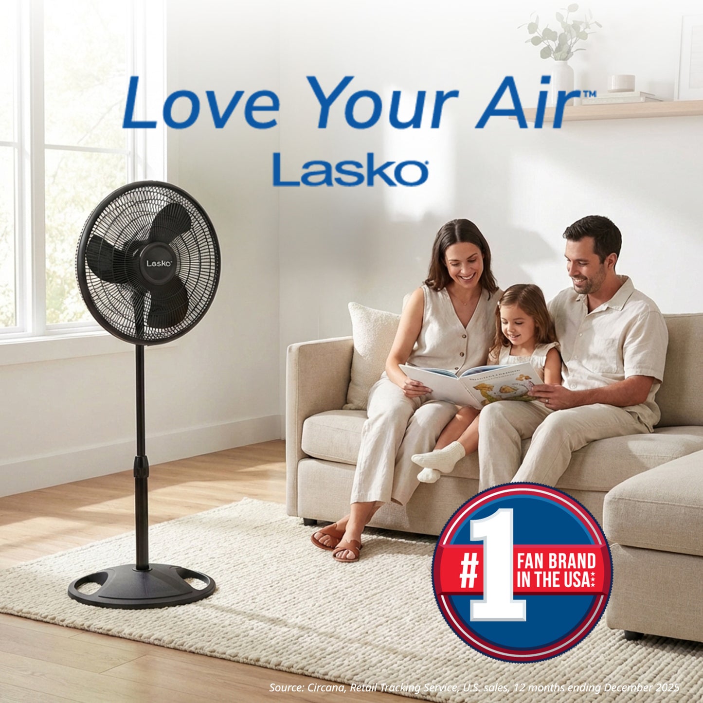 Lasko 16" Pedestal Fan (3-speed, manual, black)