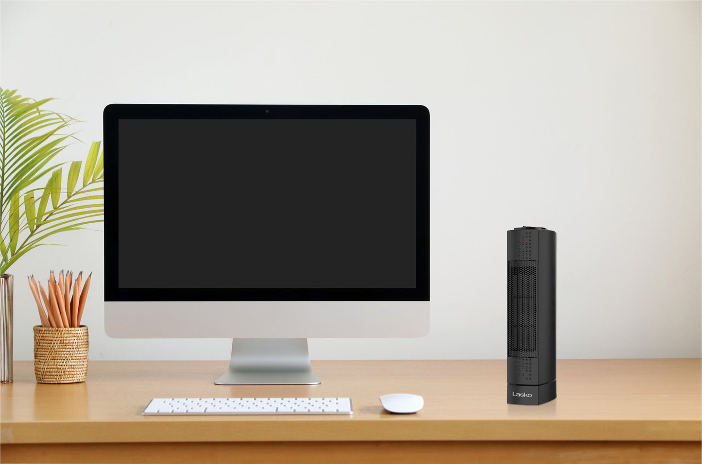 Lasko 1500W Ultra Slim Desktop Ceramic Tower Space Heater, CT14107, Black