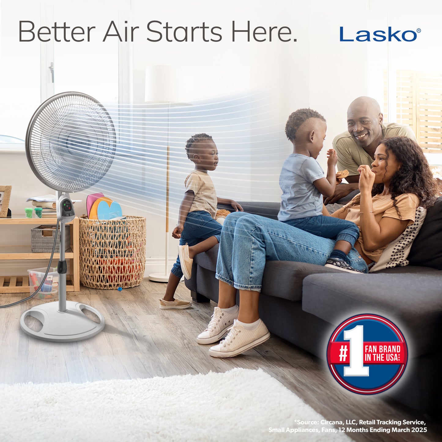 Lasko 16" Oscillating 3-Speed Pedestal Fan with Remote Control, 1646, White