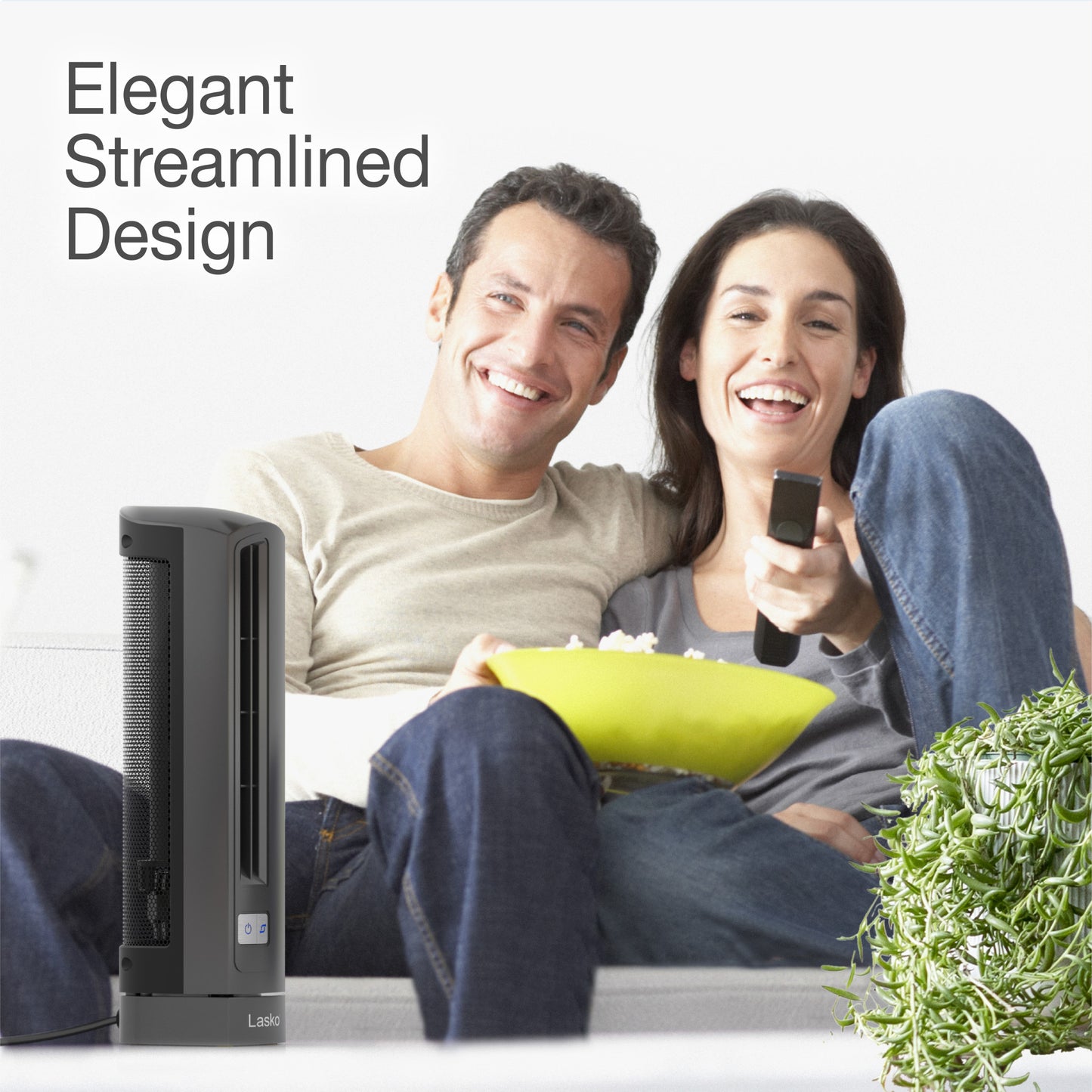 Lasko 14" Air Stick Desk Ultra-Slim Oscillating 2-Speed Table Fan, 4000, Gray