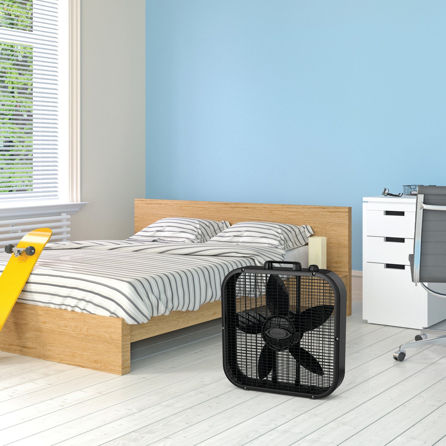 Lasko 20" 3-Speed Decor Colors Box Fan, B20401, Black