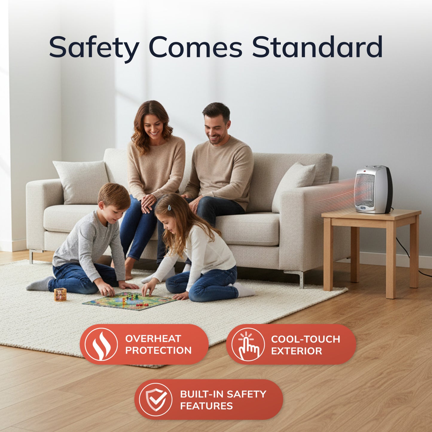 Lasko 1500W Electric Ceramic Space Heater with Adjustable Thermostat, 754200, Silver