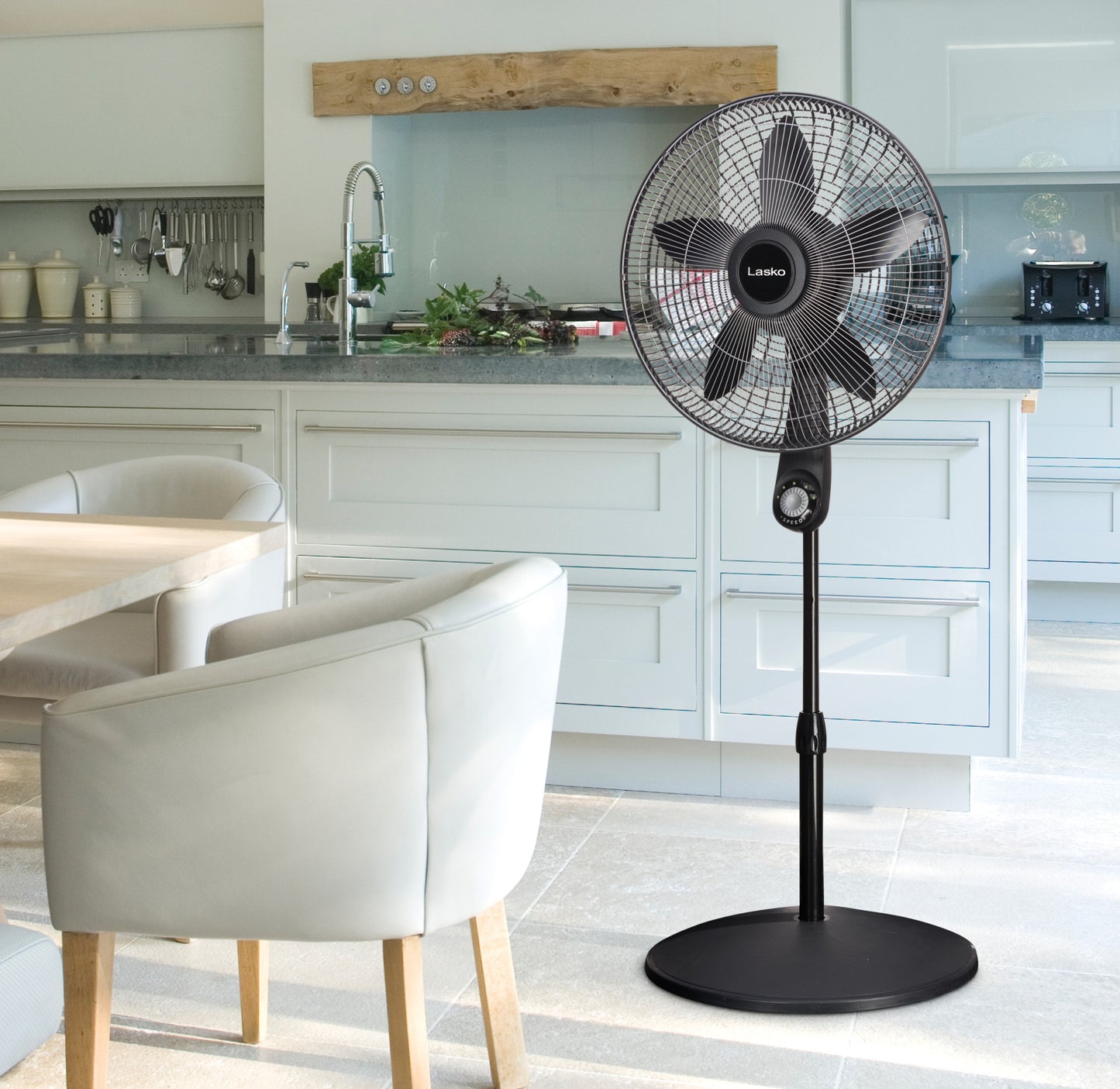Lasko 18" 5-Speed High Performance Pedestal Fan with Remote, S18602, Black