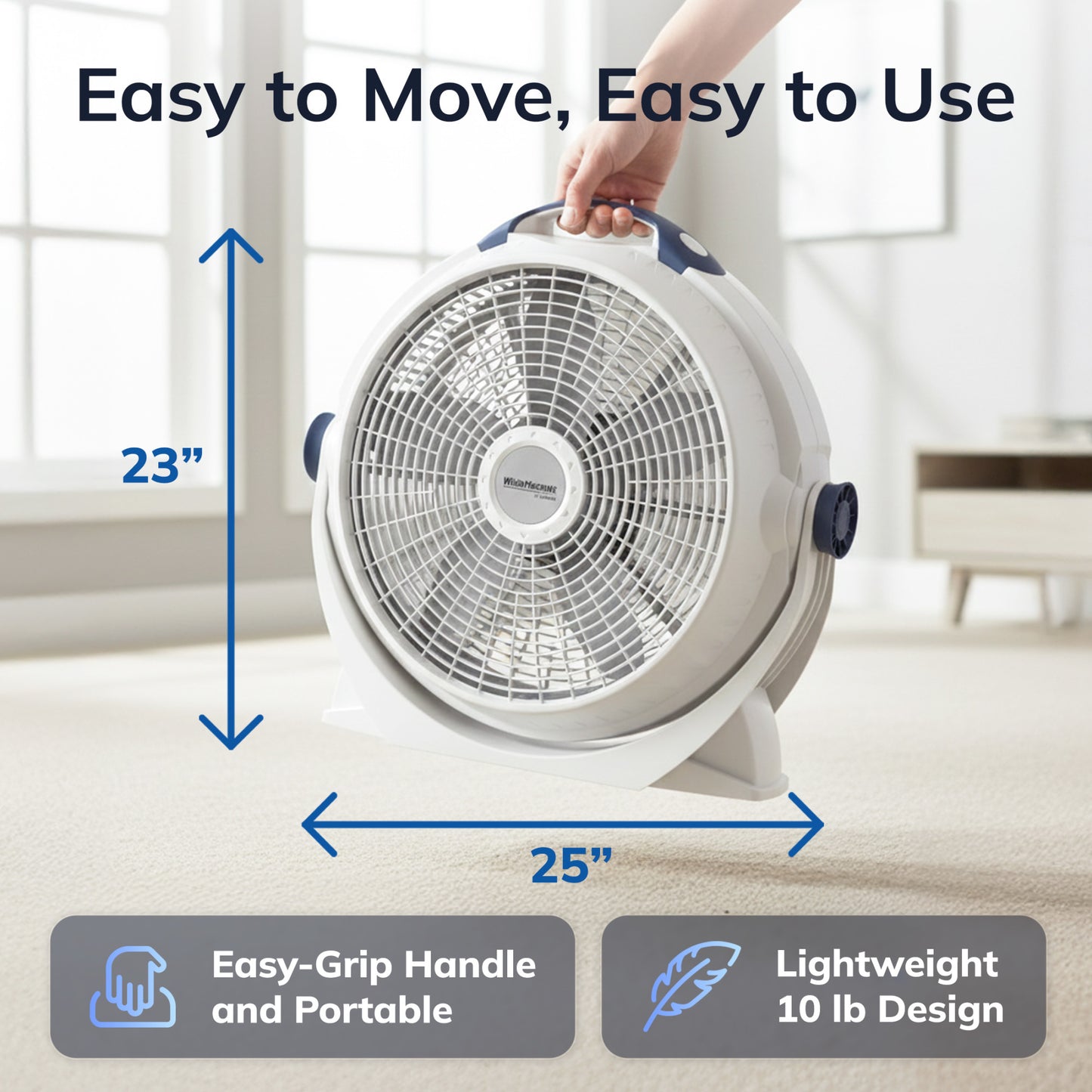 Lasko Wind Machine® 20" Air Circulator Floor Fan (3-speed, manual, 360° airflow, light gray)