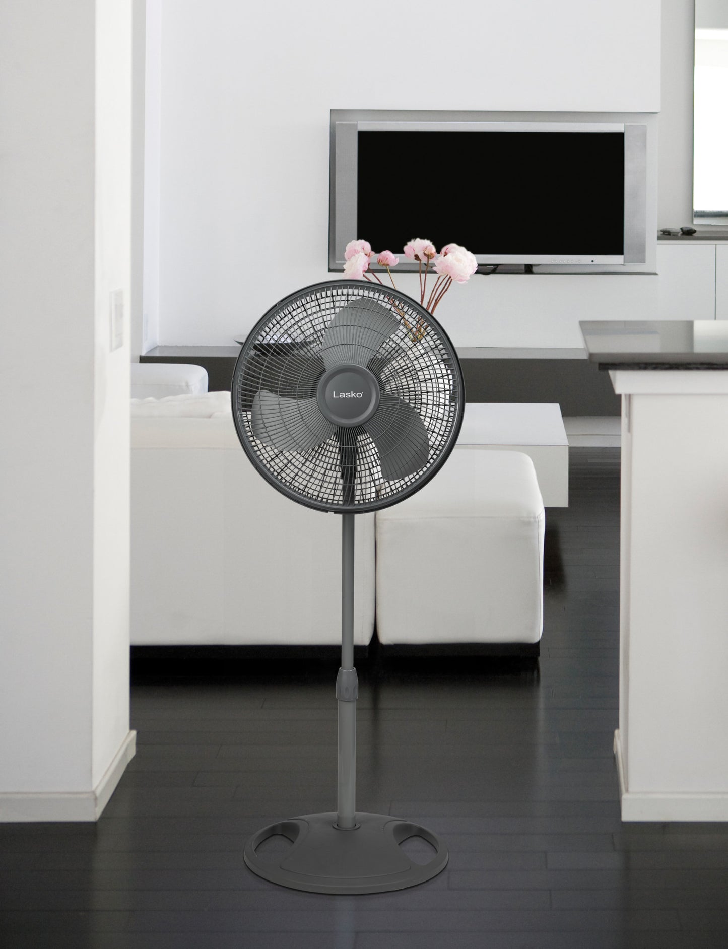 Lasko 16" Adjustable Height Oscillating Pedestal Fan, 2524, Gray