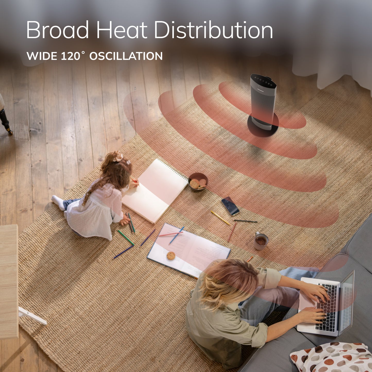 Lasko CT24950 Ellipse 24" Tower Space Heater with Remote Control, Black