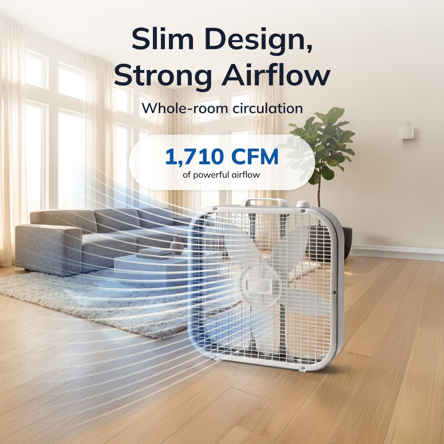 Lasko 20" Box Fan: 3-Speed, Weather-Resistant Motor, White
