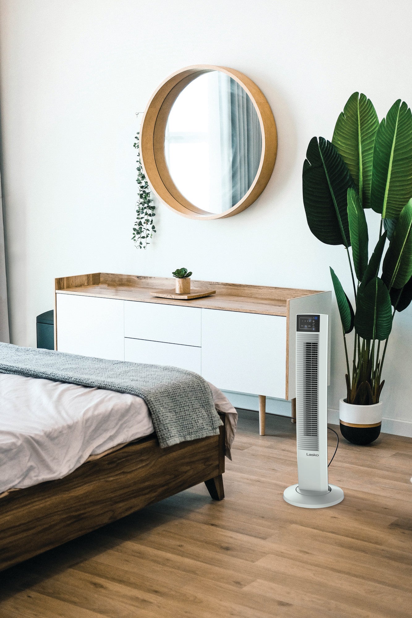 Lasko 36" Oscillating Wind Tower Fan with Remote Control, T36610, White