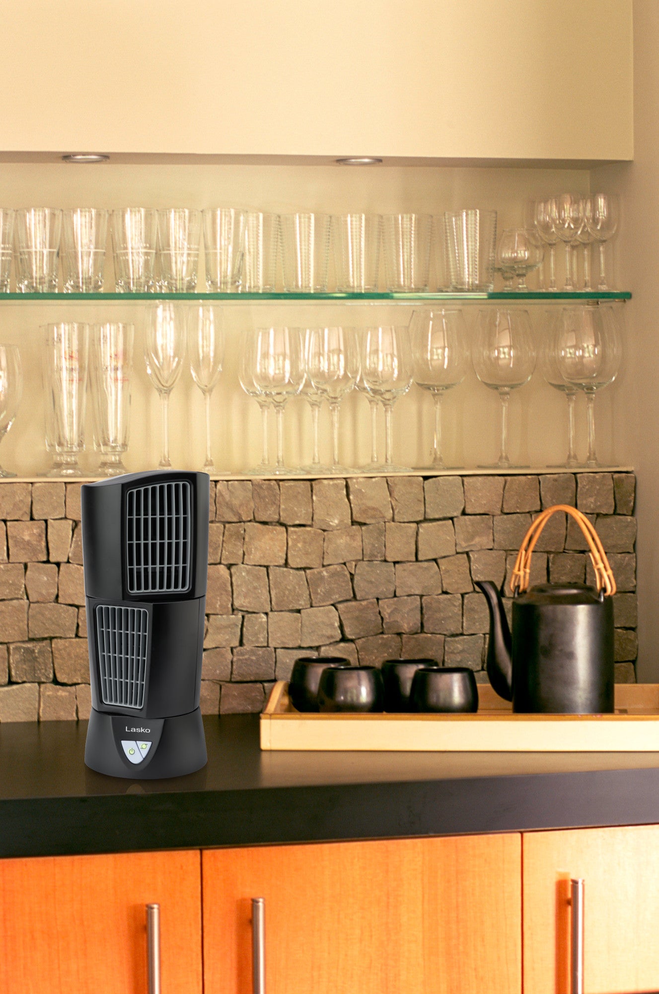 Lasko 14" Desktop Wind Tower 3-Speed Oscillating Table Fan, 4916, Black