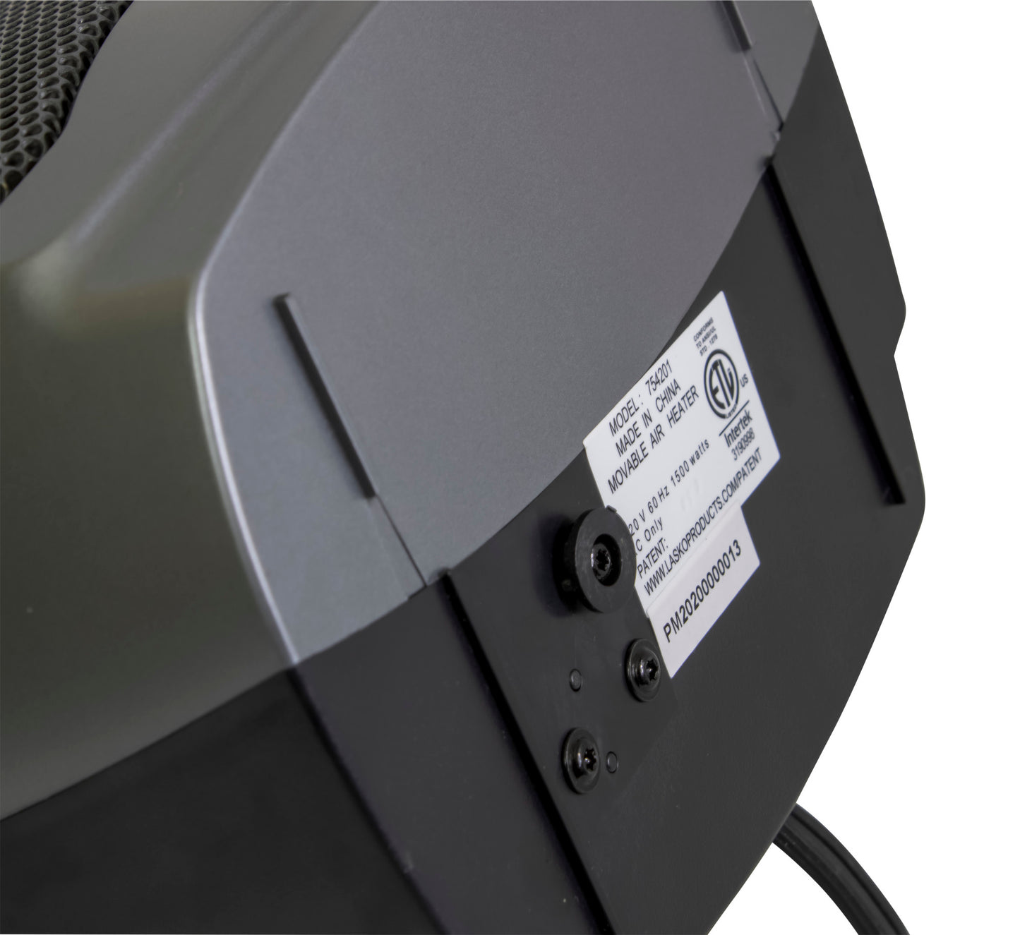 Lasko 1500W 2-Speed Ceramic Space Heater with Tip-Over Safety Switch, 754201, Gray