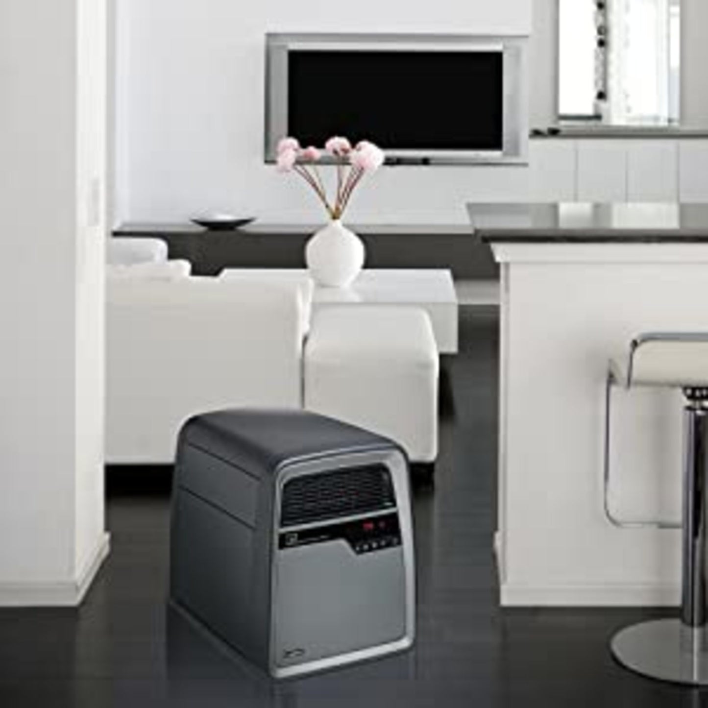 Lasko Cool-Touch Infrared Quartz Space Heater with Timer and Remote Control, 6101, Gray