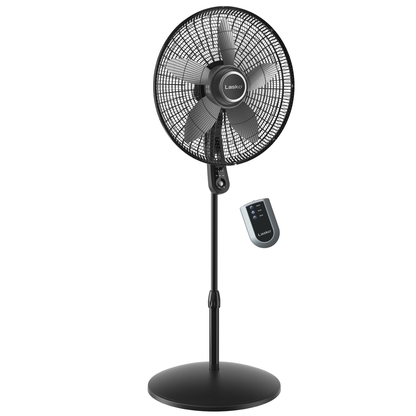 Lasko 20" Pedestal Fan (4-speed, remote, timer, black)
