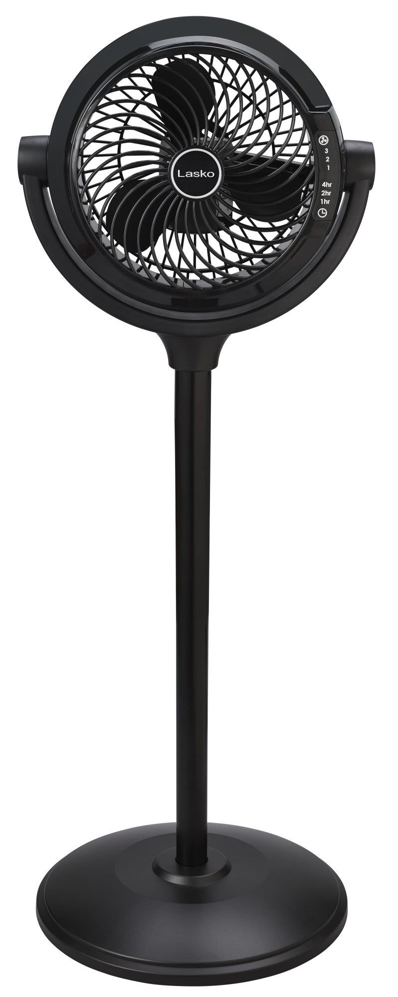 Lasko 34" Compact Power Pedestal Fan with Timer, S08590, Black