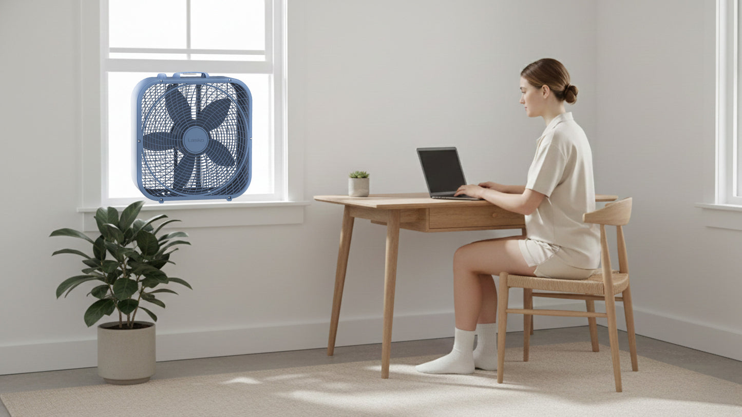 Lasko WindRing® 20" Box Fan (3-speed, manual, laguna blue)