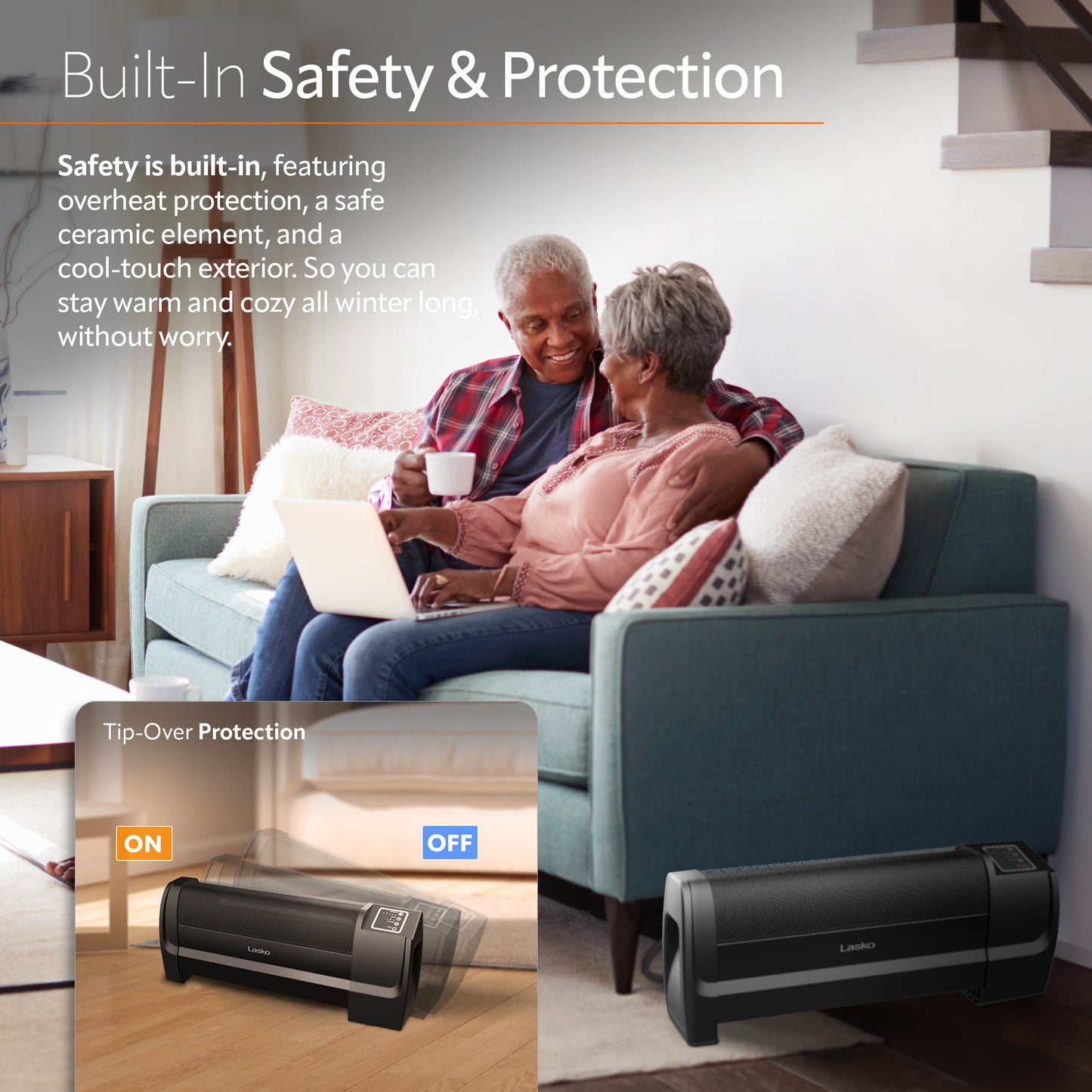 Lasko RL12720 Low-Profile Space Heater with Electronic Display, Black