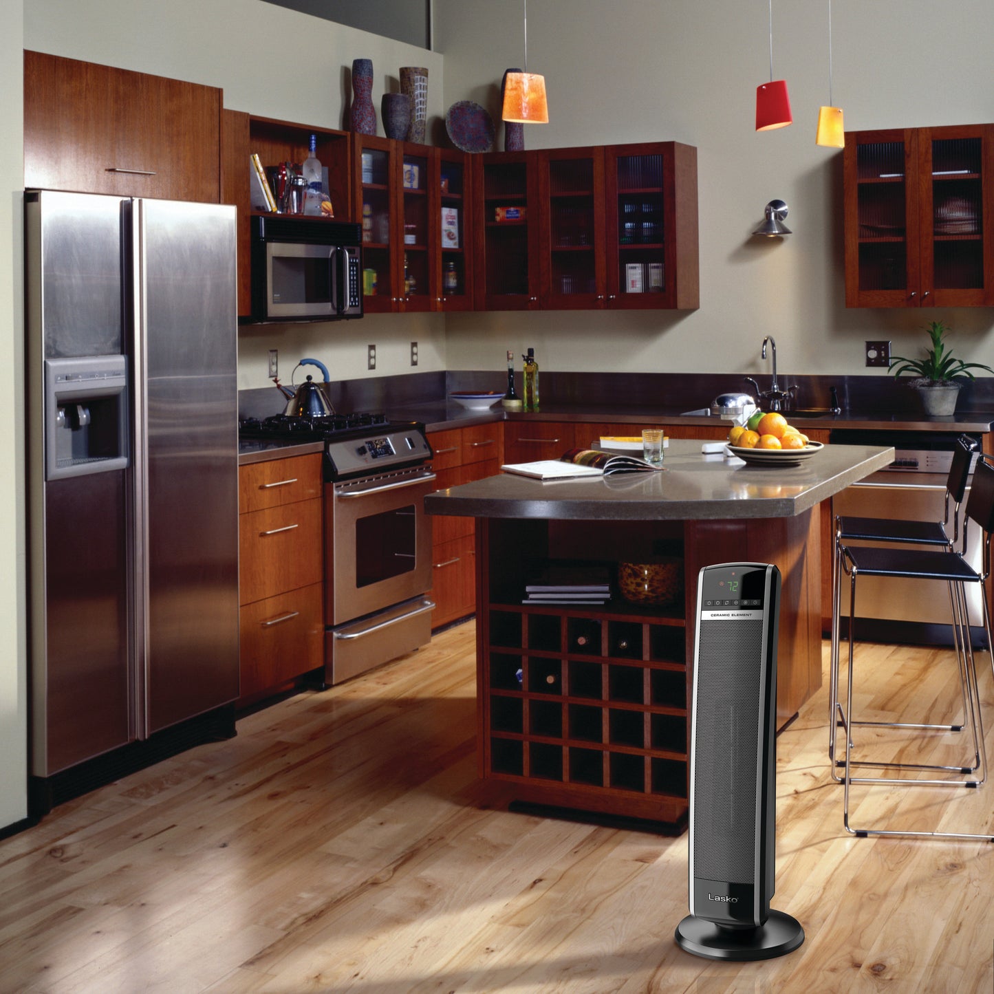 Lasko 1500W Digital Ceramic Tower Space Heater with Remote, CT30754, Black