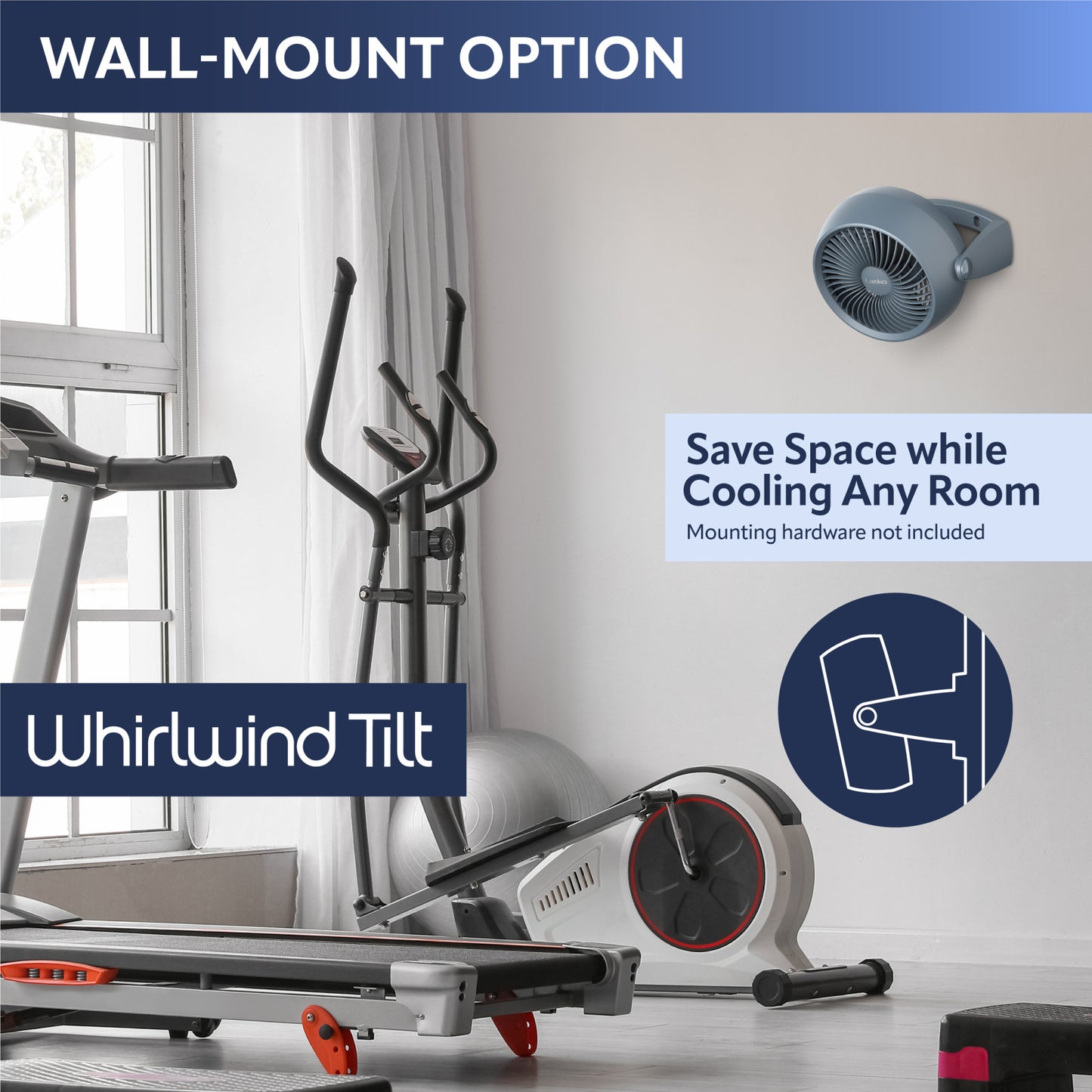 Lasko A12107 Whirlwind Tilt 12" Table Fan with Wall Mount Option: Slate