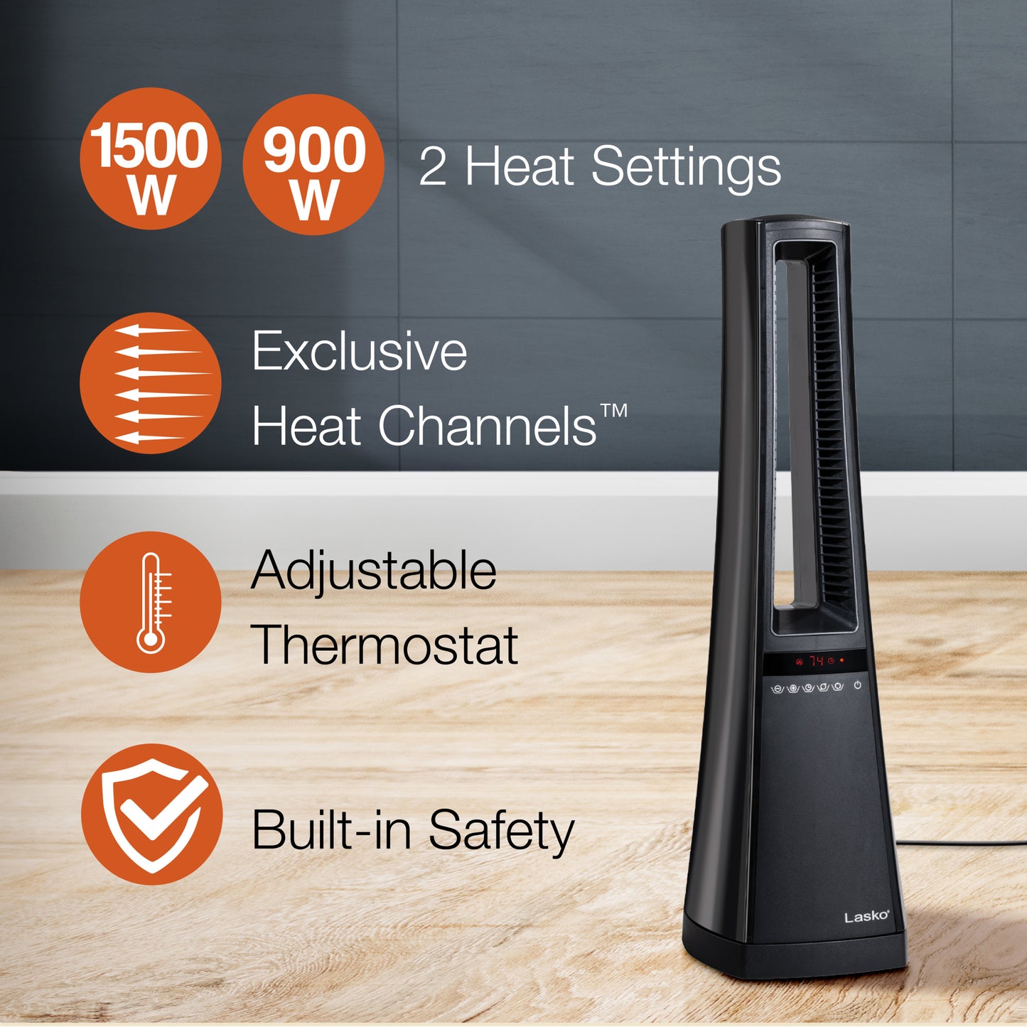Lasko 1500W Bladeless Ceramic Tower Space Heater with Remote, AW310