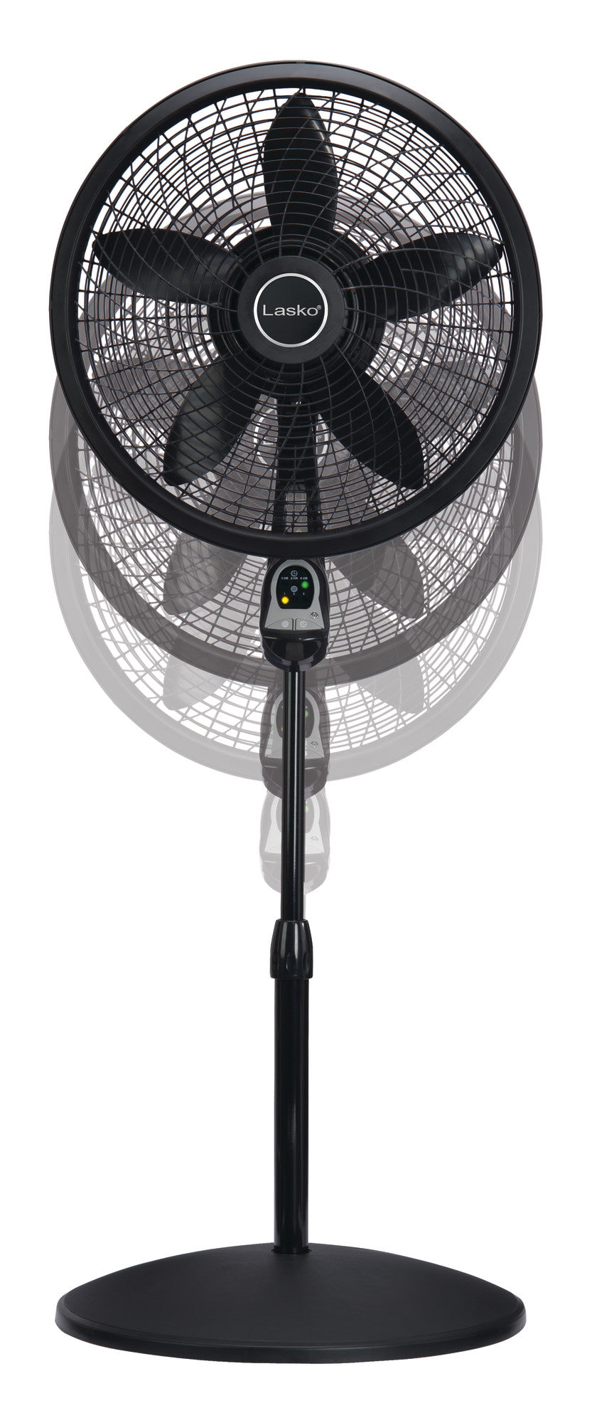 Lasko 18" 3-Speed Oscillating Cyclone Pedestal Fan with Remote and Timer, 1843, Black