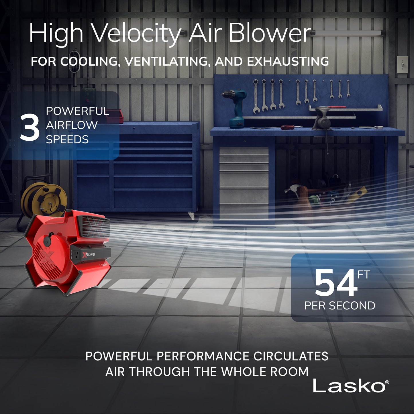 Lasko X12900 X-Blower Multi-Position Utility Blower Fan with USB Port