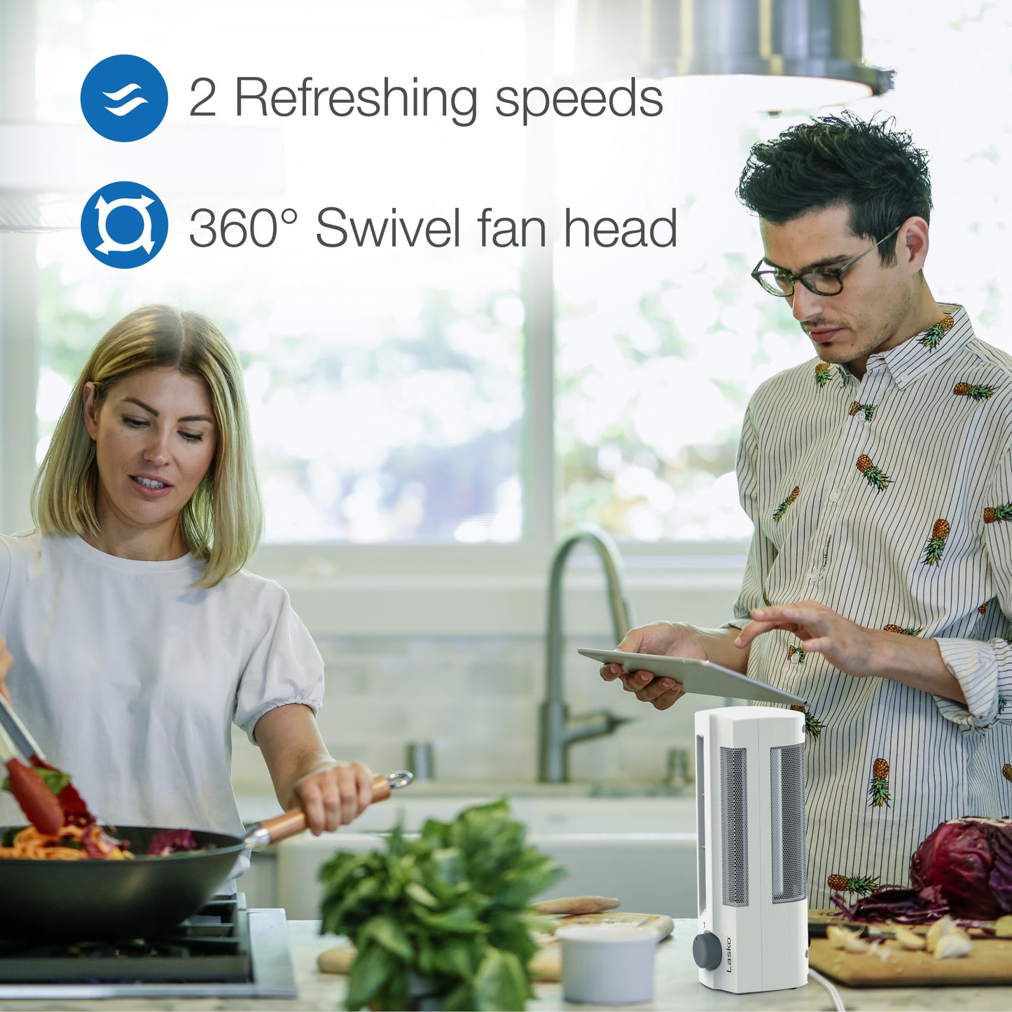 Lasko 10" Clip Stik Desk Ultra-Slim 2-Speed Table Fan, 4006, White